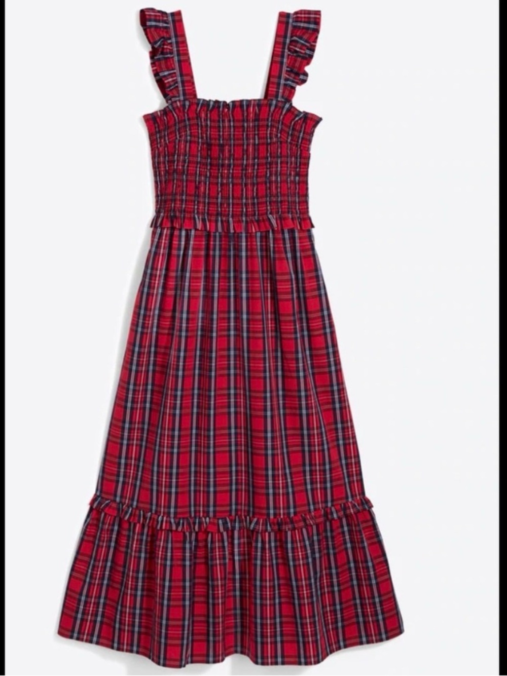 Draper James Plaid Cotton Smocked Dress Medium